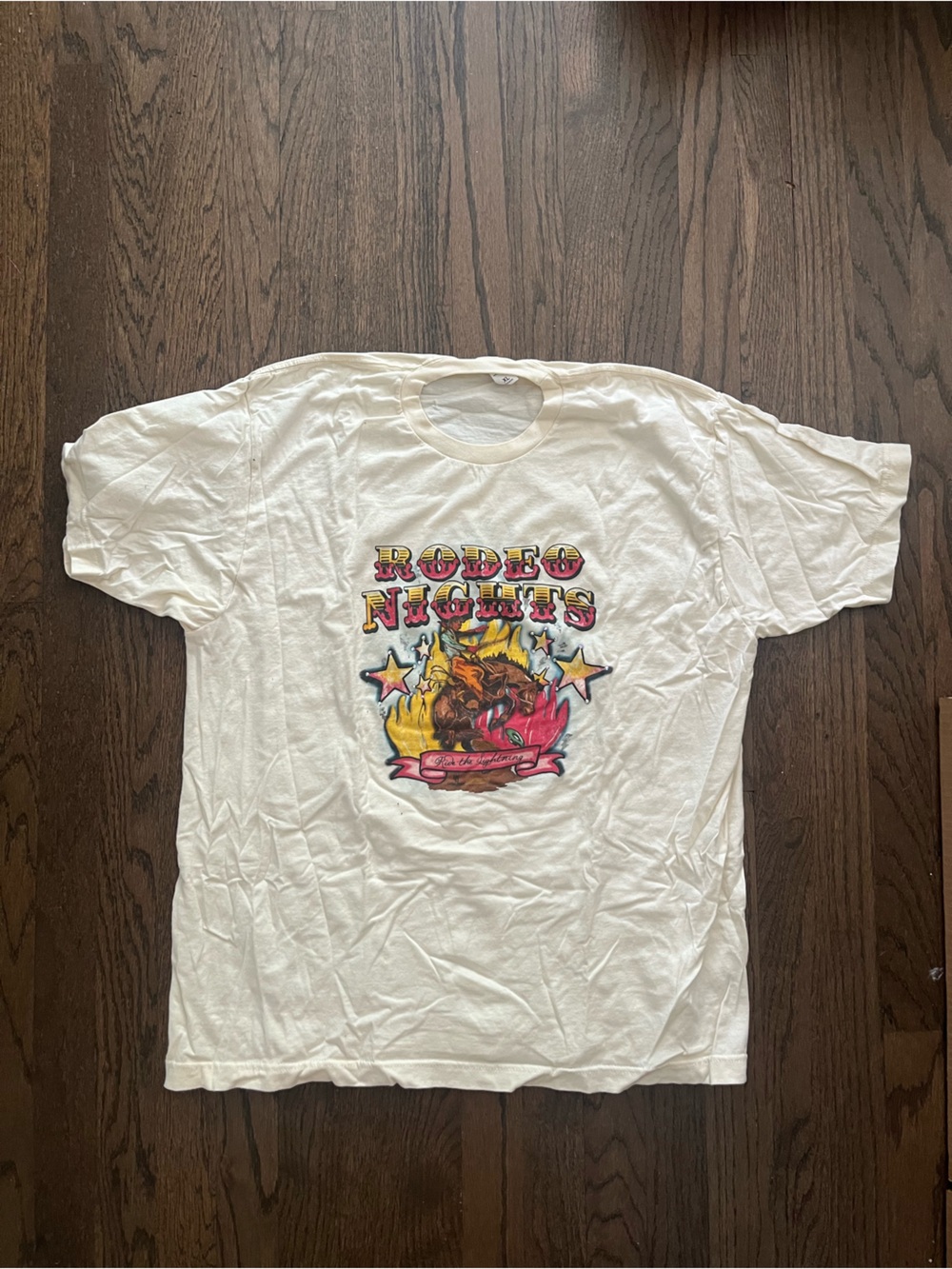 Cream Graphic Tee with Colorful Rodeo Print